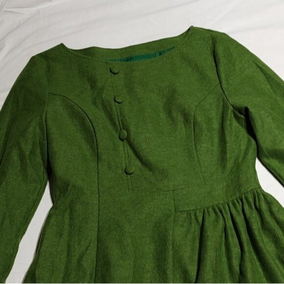 Ylistyle Green Retro Style Wool Blend Maxi Dress  4? - Picture 4 of 14